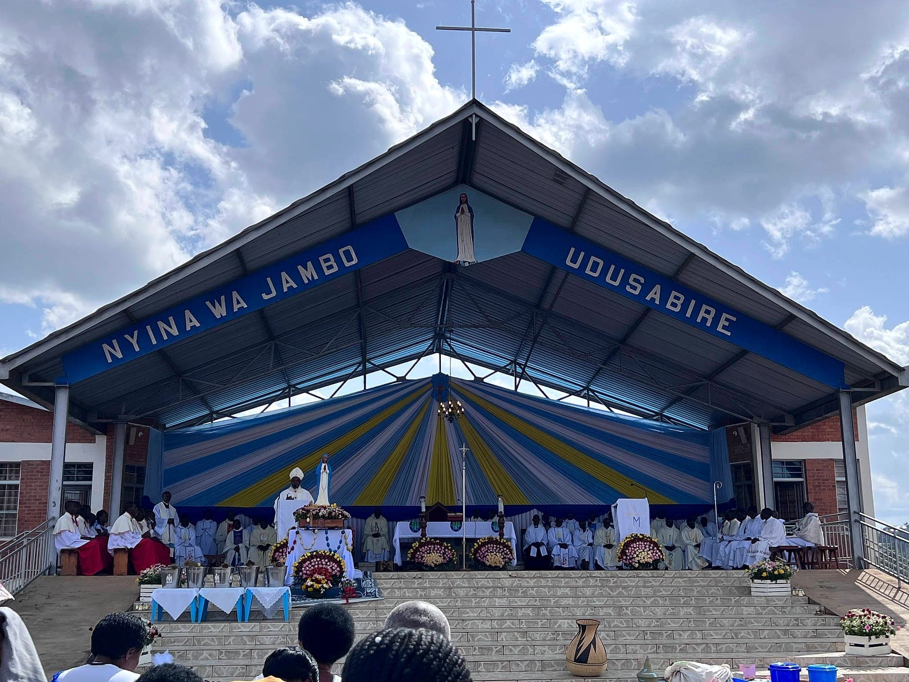 The statue of Our Lady above the outdoor altar at Kibeho